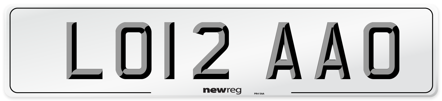 LO12 AAO Number Plate from New Reg